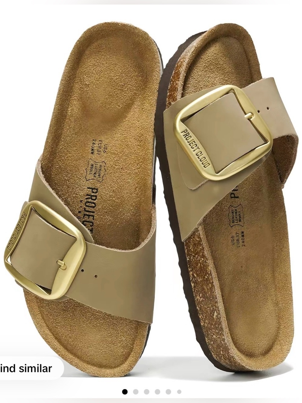 PROJECT CLOUD Buckle Slide Sandals in Taupe - Picture 4 of 11
